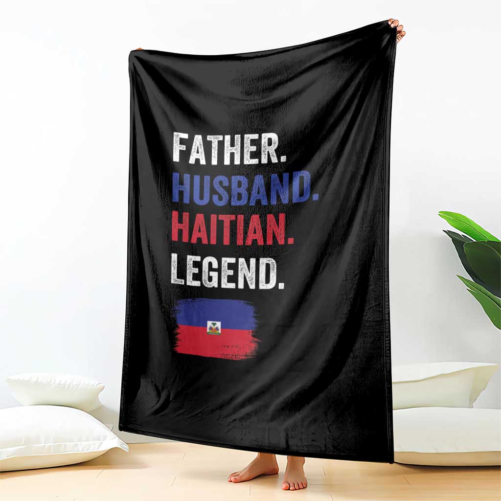 Father Husband Haitian Legend Throw Blanket Distressed Haiti Flag Dad Gift Father's Day