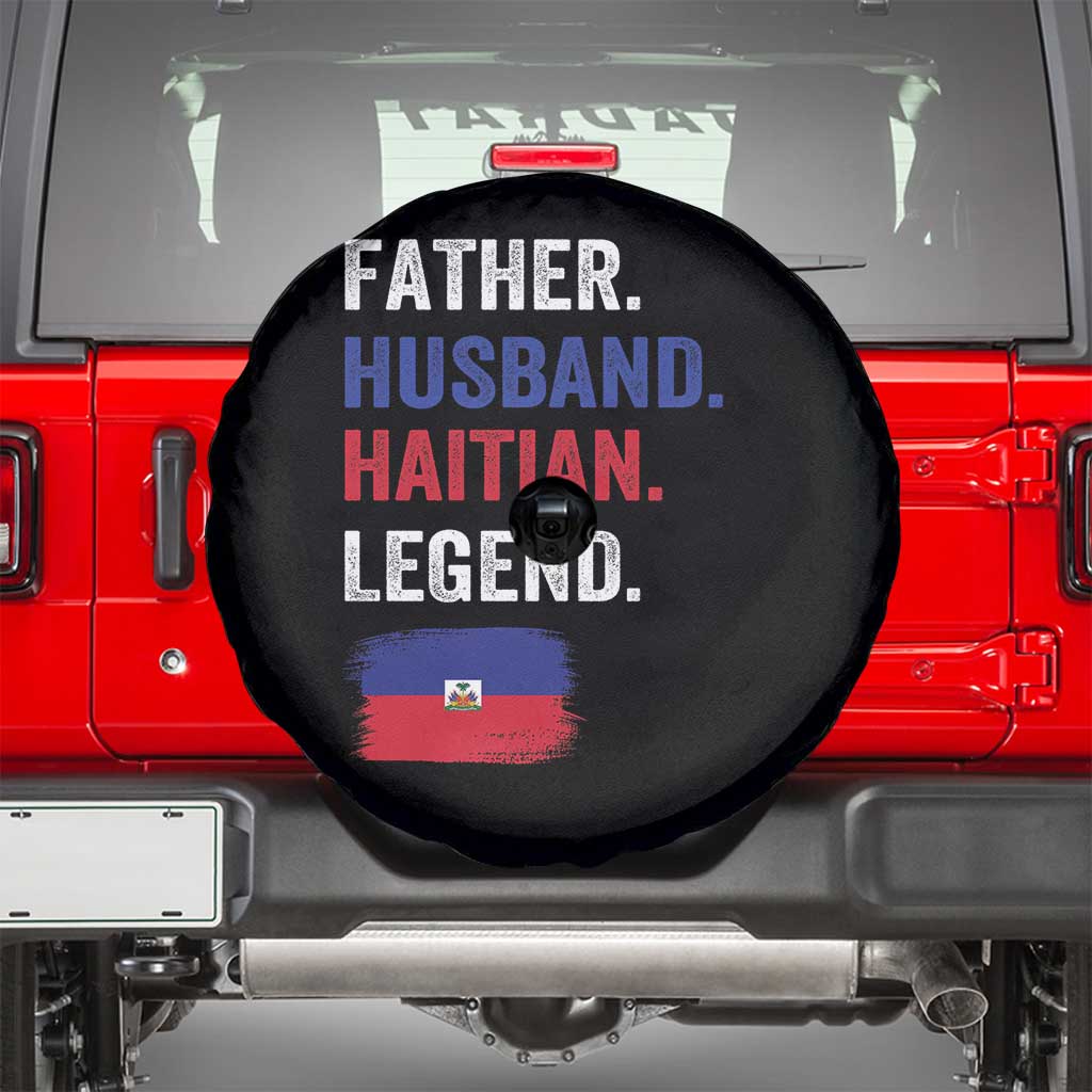 Father Husband Haitian Legend Spare Tire Cover Distressed Haiti Flag Dad Gift Father's Day