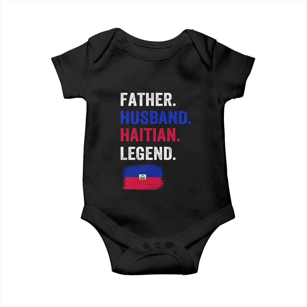 Father Husband Haitian Legend Baby Onesie Distressed Haiti Flag Dad Gift Father's Day