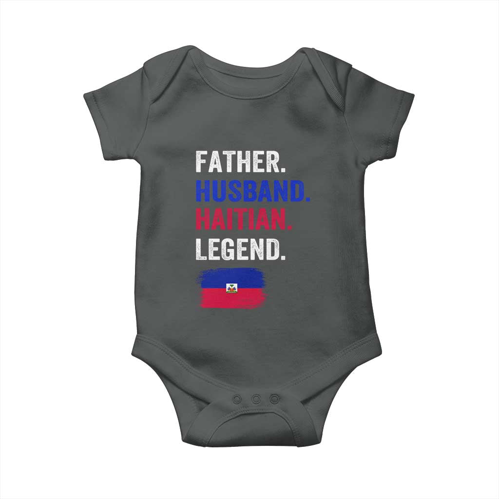 Father Husband Haitian Legend Baby Onesie Distressed Haiti Flag Dad Gift Father's Day