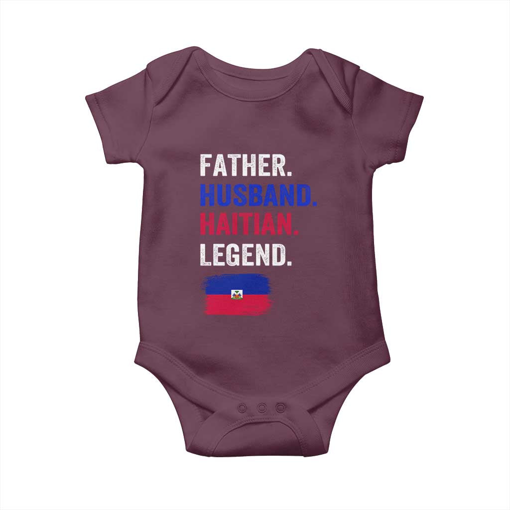 Father Husband Haitian Legend Baby Onesie Distressed Haiti Flag Dad Gift Father's Day