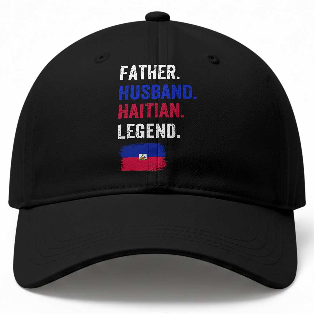 Father Husband Haitian Legend Baseball Cap Distressed Haiti Flag Dad Gift Father's Day