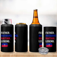 Father Husband Haitian Legend 4 in 1 Can Cooler Tumbler Distressed Haiti Flag Dad Gift Father's Day
