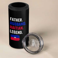 Father Husband Haitian Legend 4 in 1 Can Cooler Tumbler Distressed Haiti Flag Dad Gift Father's Day
