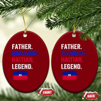 Father Husband Haitian Legend Ceramic Ornament Distressed Haiti Flag Dad Gift Father's Day