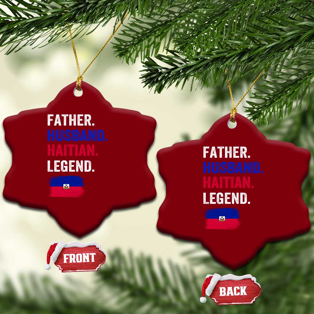 Father Husband Haitian Legend Ceramic Ornament Distressed Haiti Flag Dad Gift Father's Day