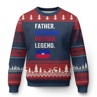 Father Husband Haitian Legend Ugly Christmas Sweater Distressed Haiti Flag Dad Gift Father's Day