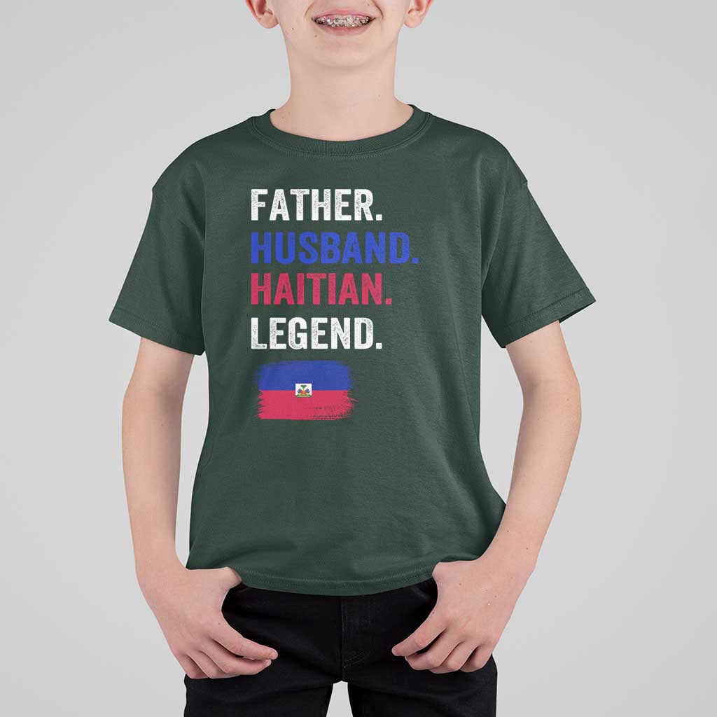 Father Husband Haitian Legend T Shirt For Kid Distressed Haiti Flag Dad Gift Father's Day