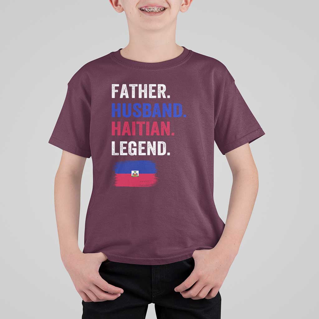 Father Husband Haitian Legend T Shirt For Kid Distressed Haiti Flag Dad Gift Father's Day