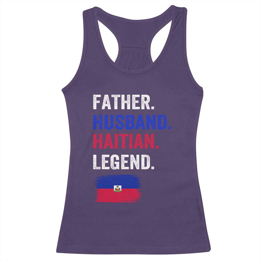 Father Husband Haitian Legend Racerback Tank Top Distressed Haiti Flag Dad Gift Father's Day