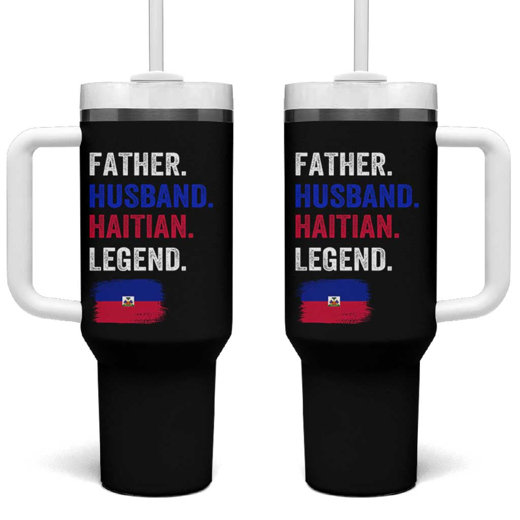 Father Husband Haitian Legend Tumbler With Handle Distressed Haiti Flag Dad Gift Father's Day