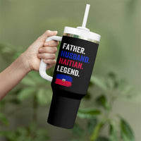 Father Husband Haitian Legend Tumbler With Handle Distressed Haiti Flag Dad Gift Father's Day