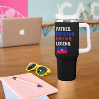 Father Husband Haitian Legend Tumbler With Handle Distressed Haiti Flag Dad Gift Father's Day