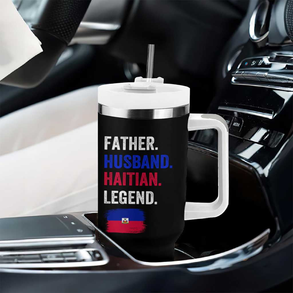 Father Husband Haitian Legend Tumbler With Handle Distressed Haiti Flag Dad Gift Father's Day