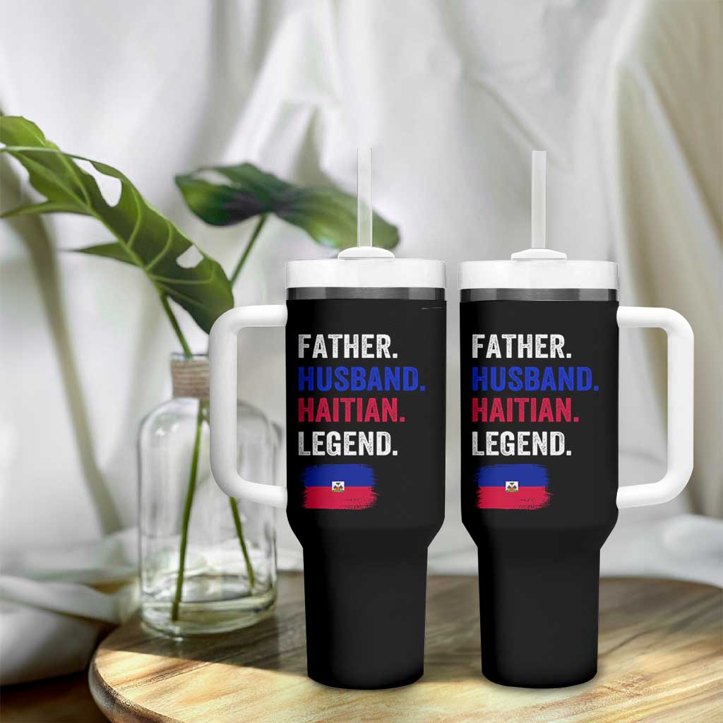 Father Husband Haitian Legend Tumbler With Handle Distressed Haiti Flag Dad Gift Father's Day