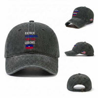 Father Husband Haitian Legend Washed Cotton Baseball Cap Distressed Haiti Flag Dad Gift Father's Day
