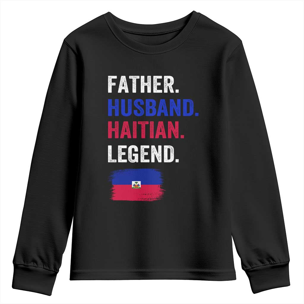Father Husband Haitian Legend Youth Sweatshirt Distressed Haiti Flag Dad Gift Father's Day