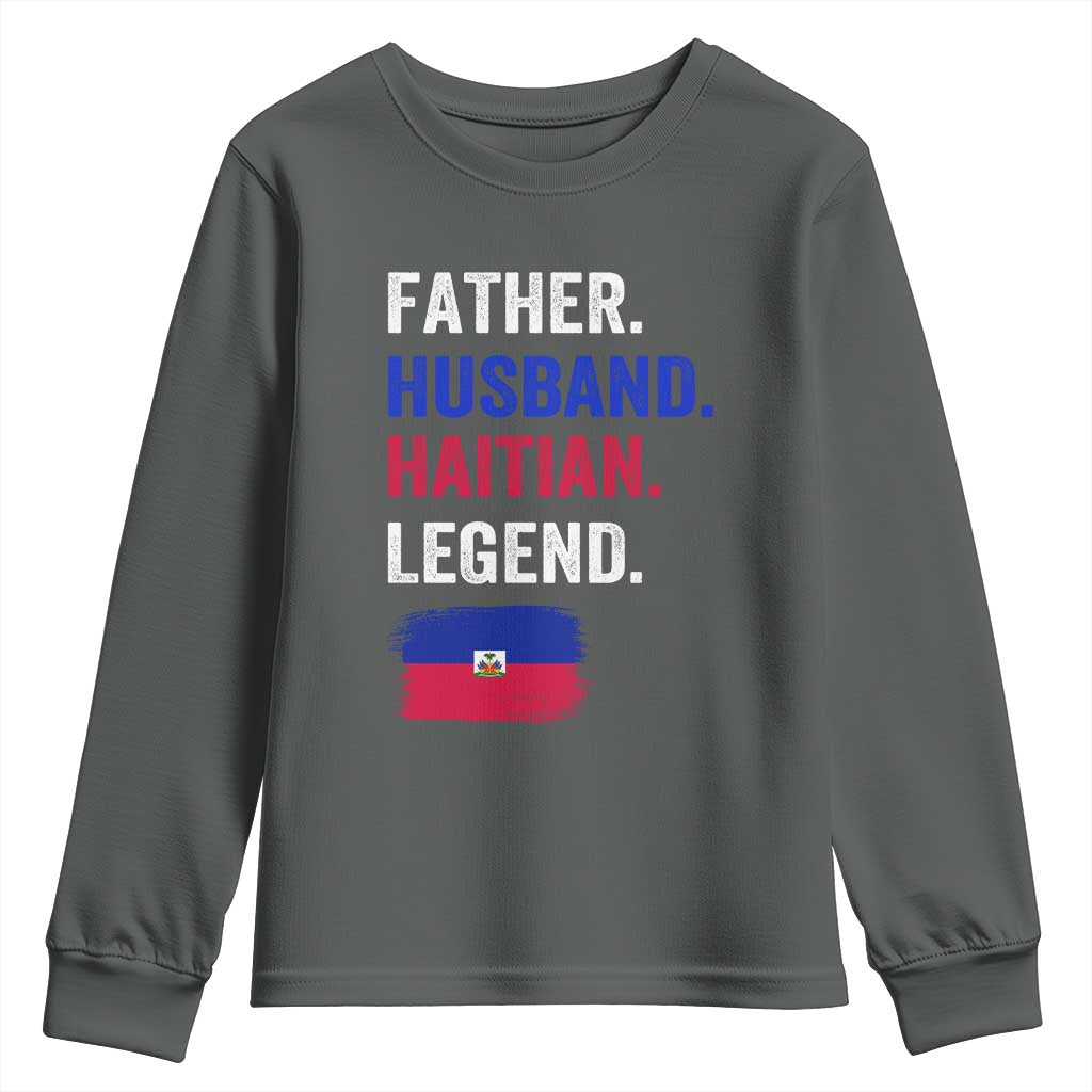 Father Husband Haitian Legend Youth Sweatshirt Distressed Haiti Flag Dad Gift Father's Day