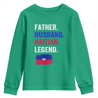 Father Husband Haitian Legend Youth Sweatshirt Distressed Haiti Flag Dad Gift Father's Day