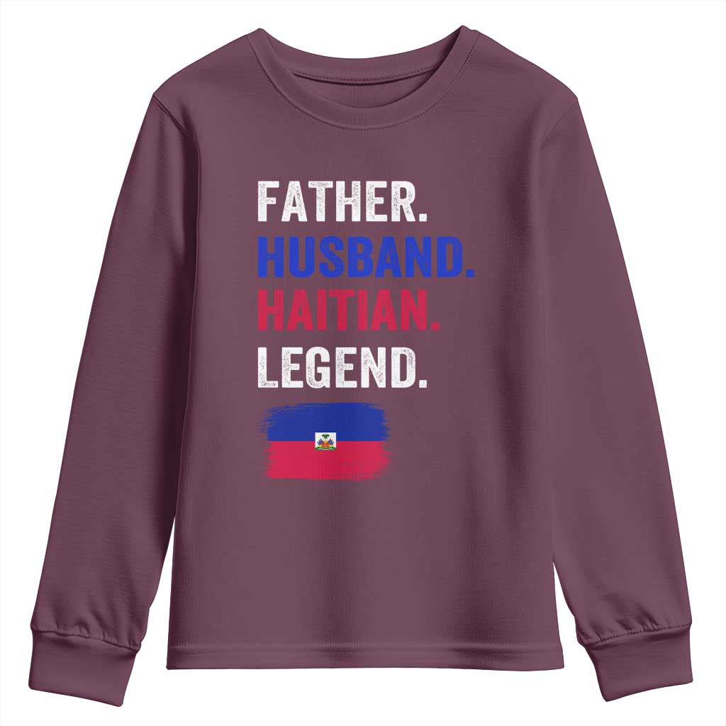 Father Husband Haitian Legend Youth Sweatshirt Distressed Haiti Flag Dad Gift Father's Day