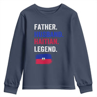 Father Husband Haitian Legend Youth Sweatshirt Distressed Haiti Flag Dad Gift Father's Day
