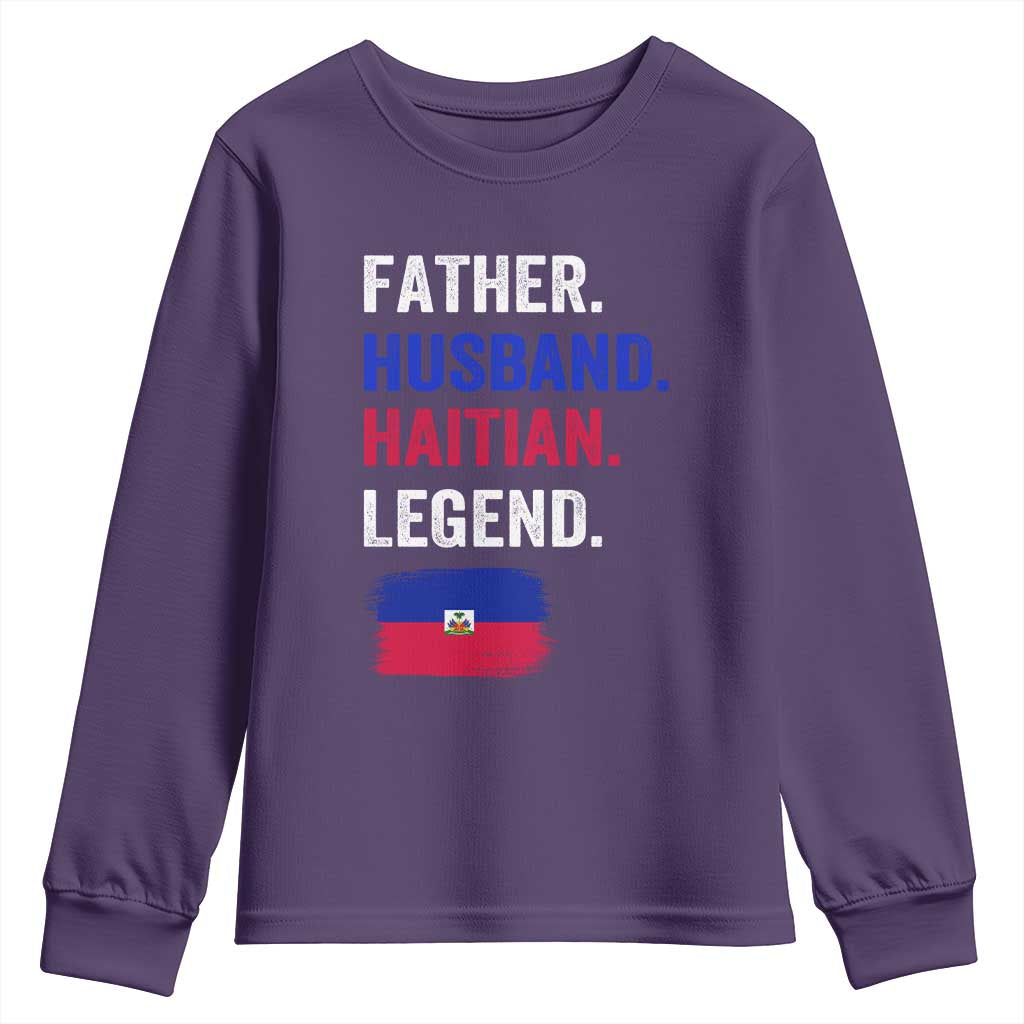 Father Husband Haitian Legend Youth Sweatshirt Distressed Haiti Flag Dad Gift Father's Day