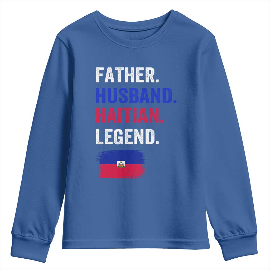 Father Husband Haitian Legend Youth Sweatshirt Distressed Haiti Flag Dad Gift Father's Day