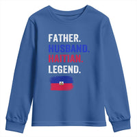 Father Husband Haitian Legend Youth Sweatshirt Distressed Haiti Flag Dad Gift Father's Day