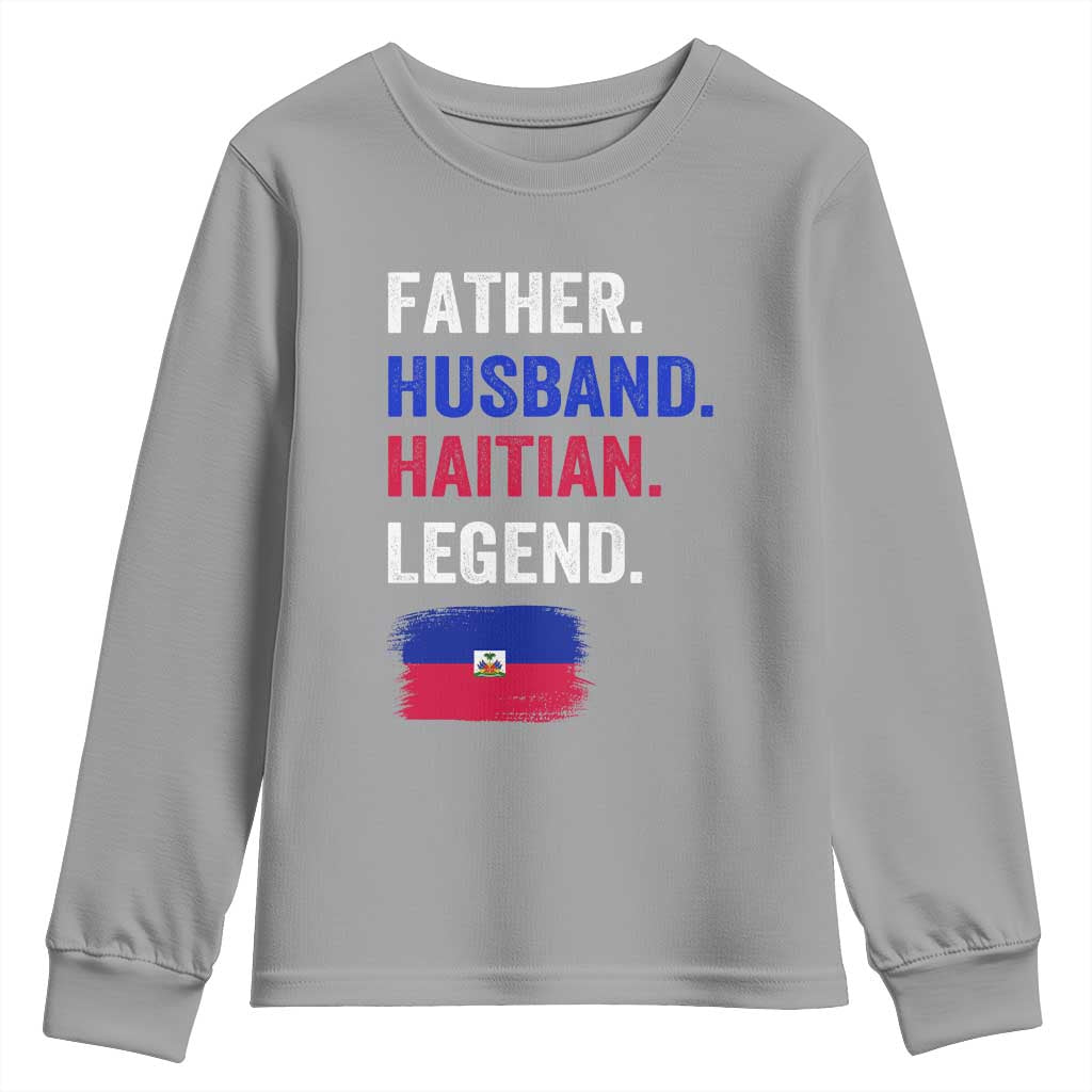 Father Husband Haitian Legend Youth Sweatshirt Distressed Haiti Flag Dad Gift Father's Day