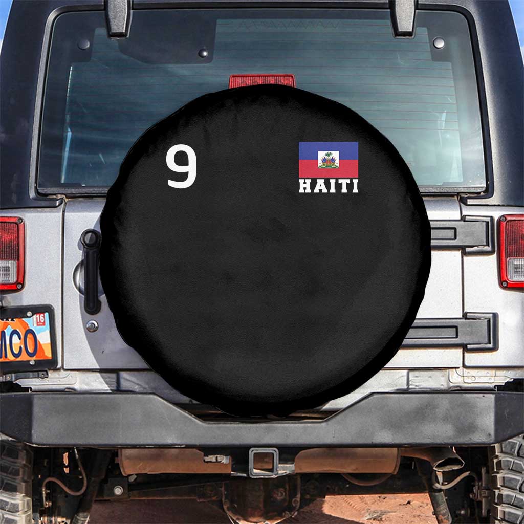 Haiti Soccer Jersey Style Number 9 Graphic Spare Tire Cover Haitian Flag Football Sports Fan
