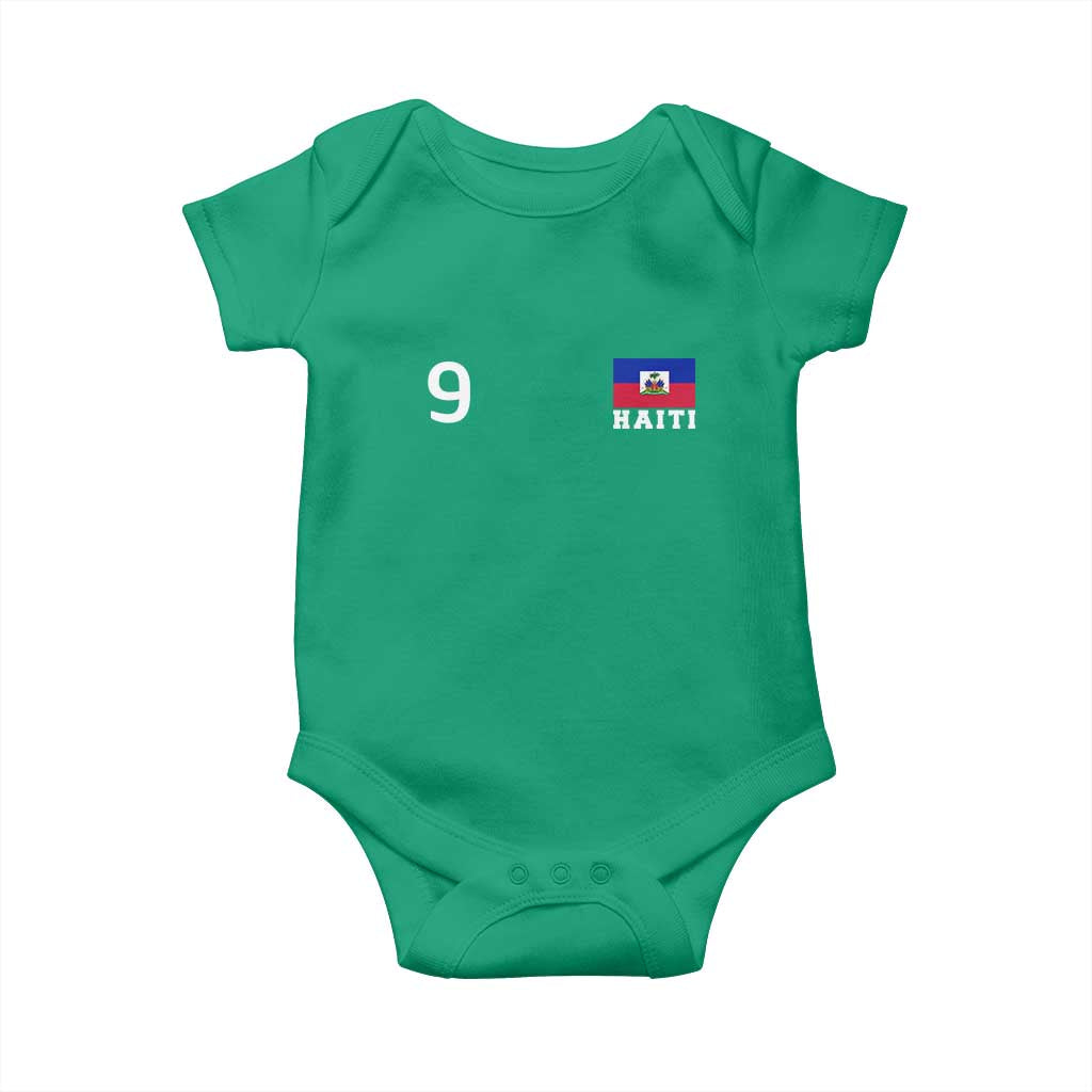 Haiti Soccer Jersey Style Number 9 Graphic Baby Onesie Haitian Flag Football Sports Fan
