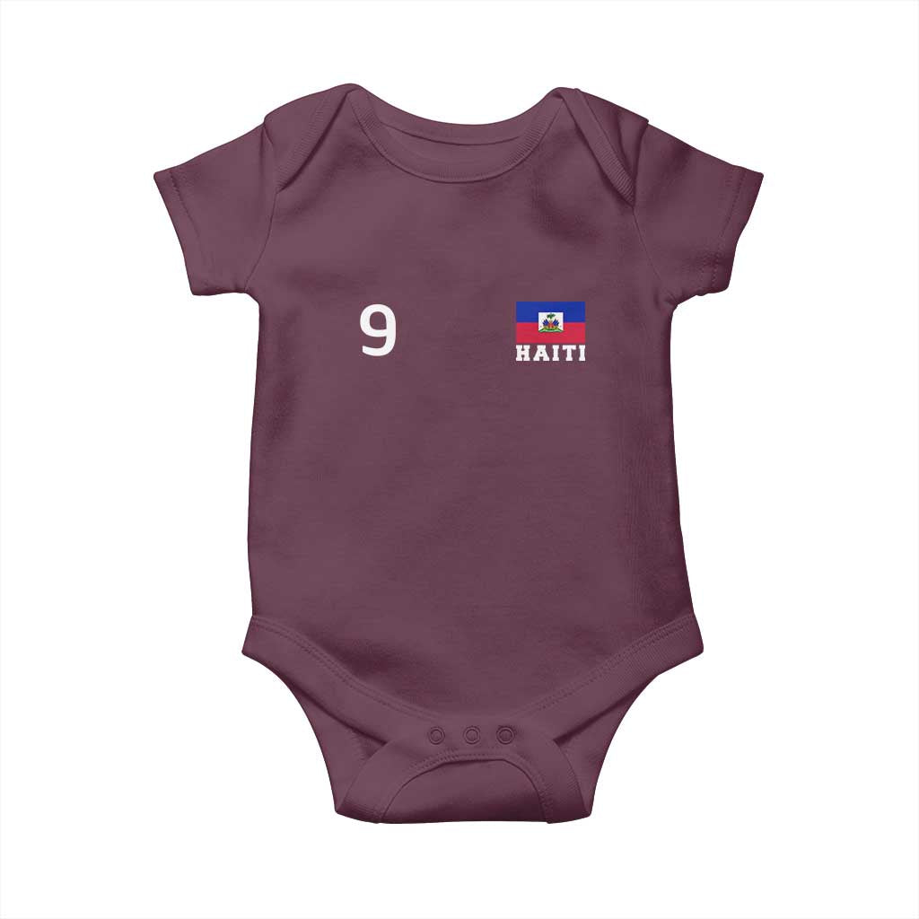 Haiti Soccer Jersey Style Number 9 Graphic Baby Onesie Haitian Flag Football Sports Fan