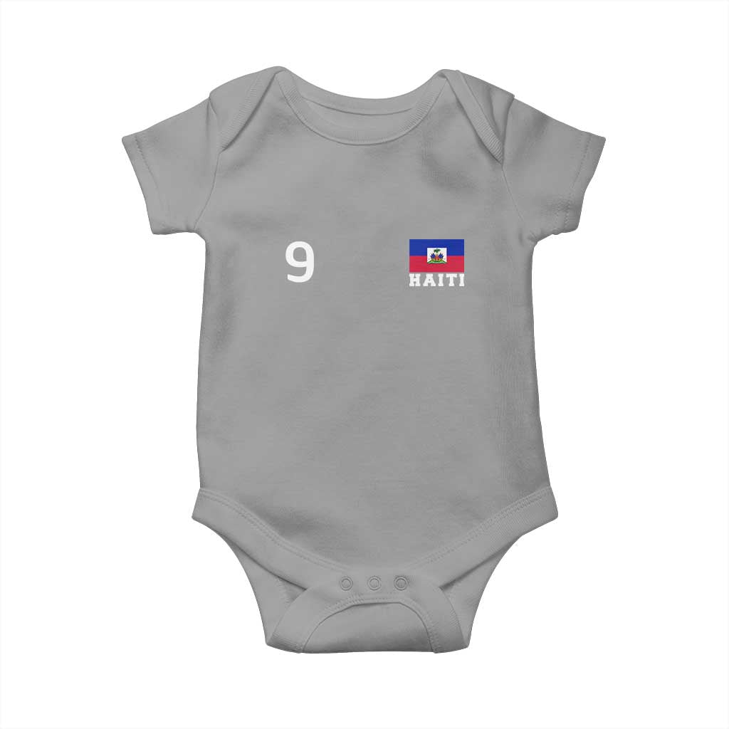 Haiti Soccer Jersey Style Number 9 Graphic Baby Onesie Haitian Flag Football Sports Fan