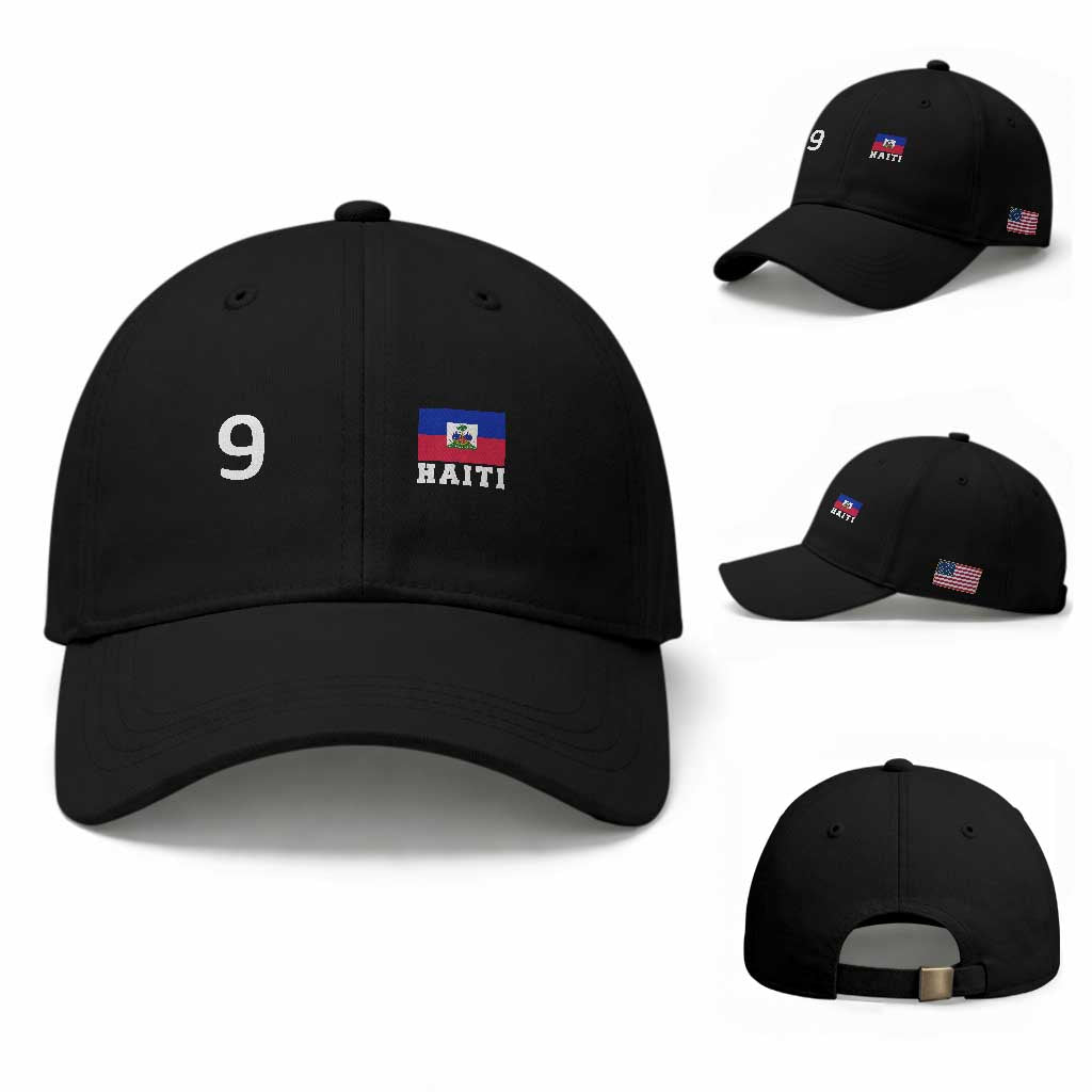 Haiti Soccer Jersey Style Number 9 Graphic Baseball Cap Haitian Flag Football Sports Fan