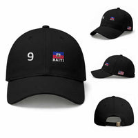 Haiti Soccer Jersey Style Number 9 Graphic Baseball Cap Haitian Flag Football Sports Fan