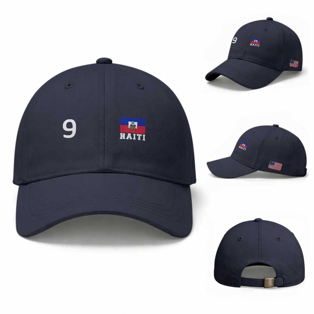 Haiti Soccer Jersey Style Number 9 Graphic Baseball Cap Haitian Flag Football Sports Fan