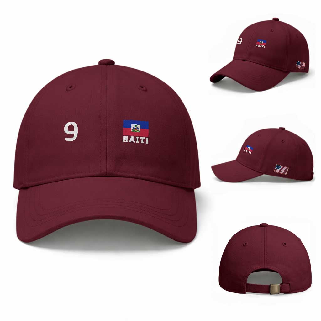 Haiti Soccer Jersey Style Number 9 Graphic Baseball Cap Haitian Flag Football Sports Fan