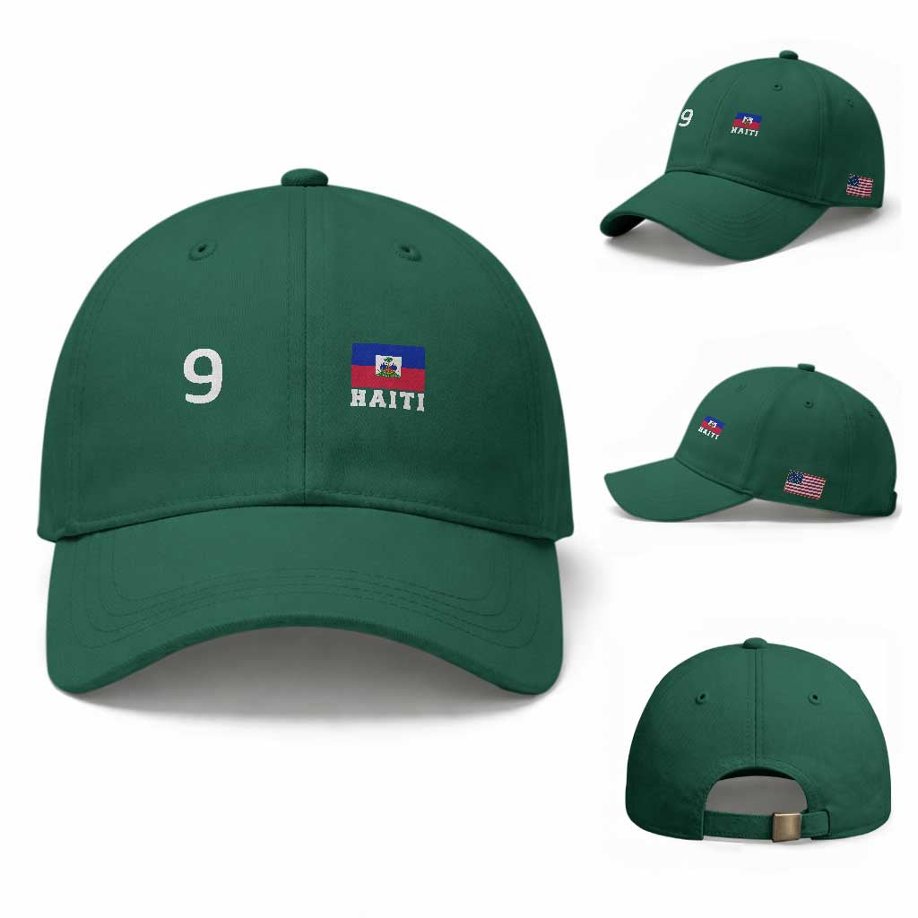 Haiti Soccer Jersey Style Number 9 Graphic Baseball Cap Haitian Flag Football Sports Fan