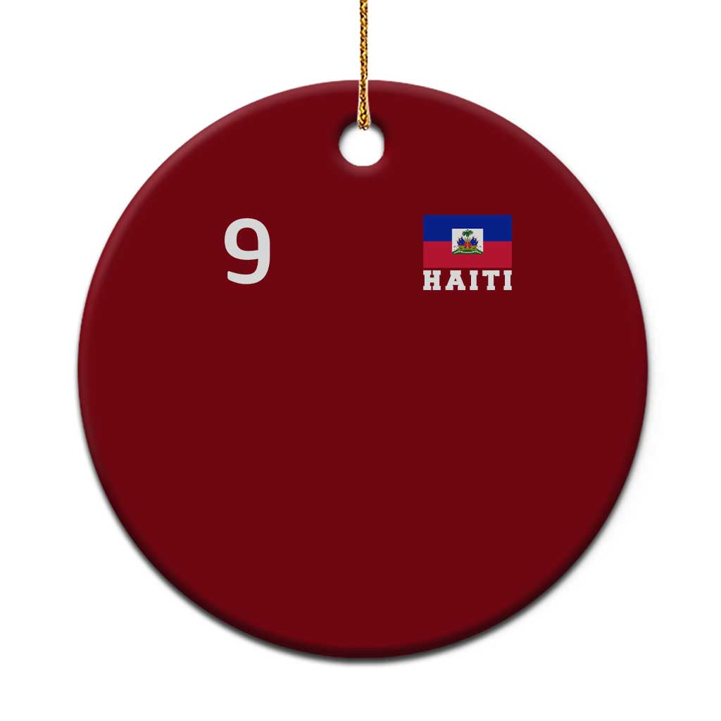 Haiti Soccer Jersey Style Number 9 Graphic Ceramic Ornament Haitian Flag Football Sports Fan