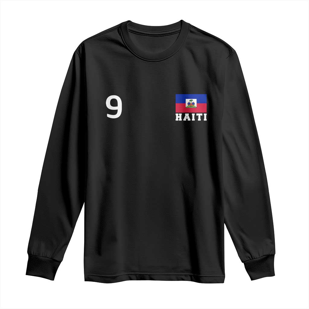 Haiti Soccer Jersey Style Number 9 Graphic Long Sleeve Shirt Haitian Flag Football Sports Fan
