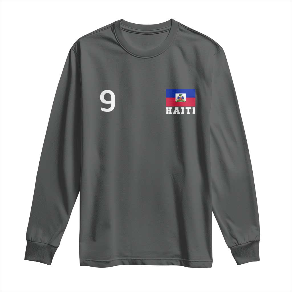 Haiti Soccer Jersey Style Number 9 Graphic Long Sleeve Shirt Haitian Flag Football Sports Fan