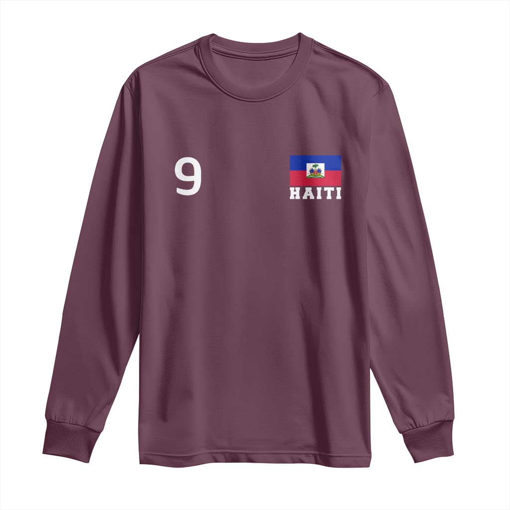Haiti Soccer Jersey Style Number 9 Graphic Long Sleeve Shirt Haitian Flag Football Sports Fan
