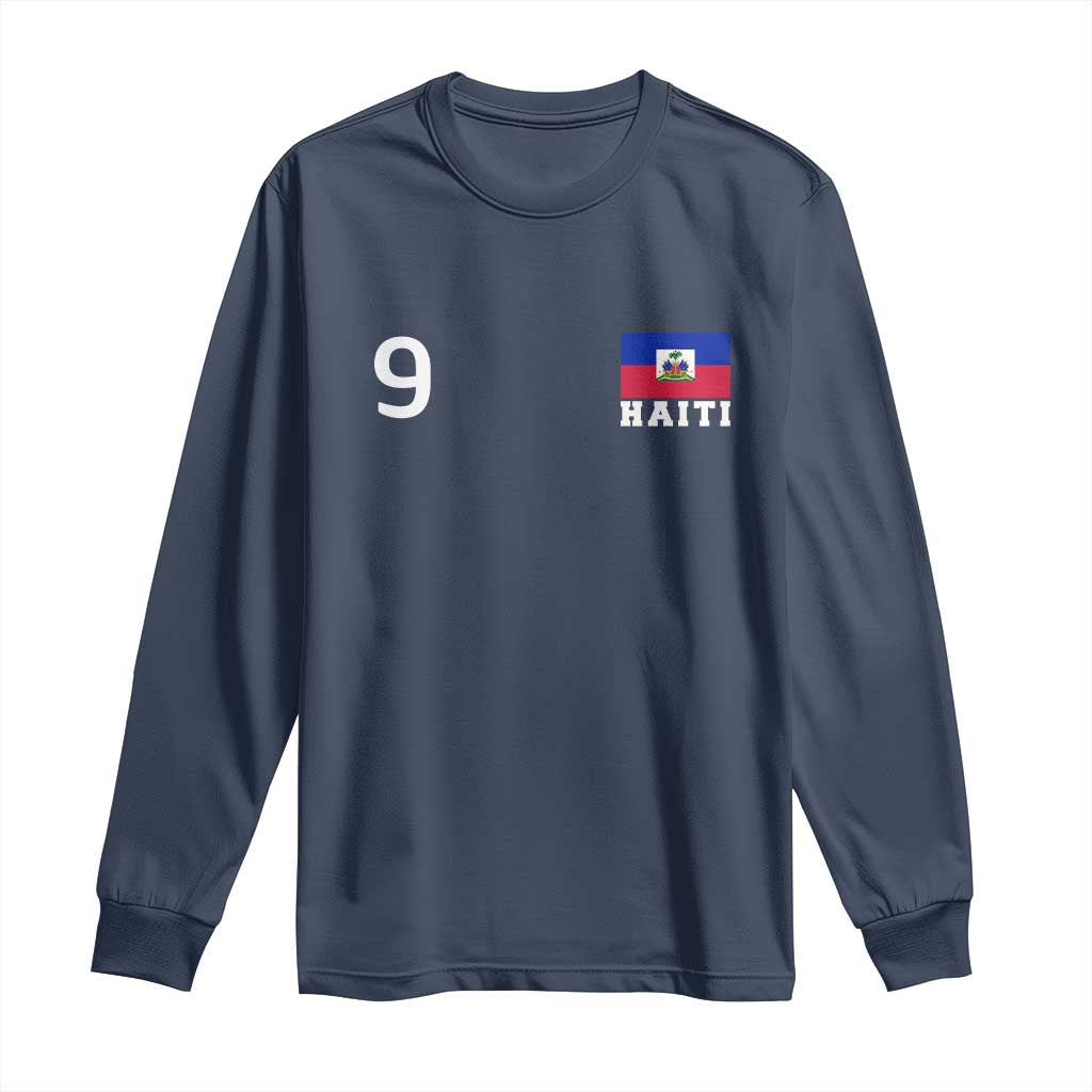 Haiti Soccer Jersey Style Number 9 Graphic Long Sleeve Shirt Haitian Flag Football Sports Fan