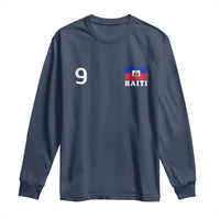 Haiti Soccer Jersey Style Number 9 Graphic Long Sleeve Shirt Haitian Flag Football Sports Fan