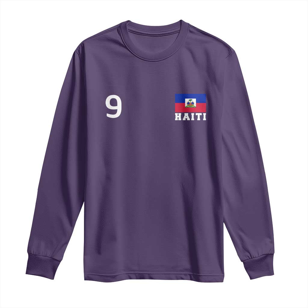 Haiti Soccer Jersey Style Number 9 Graphic Long Sleeve Shirt Haitian Flag Football Sports Fan