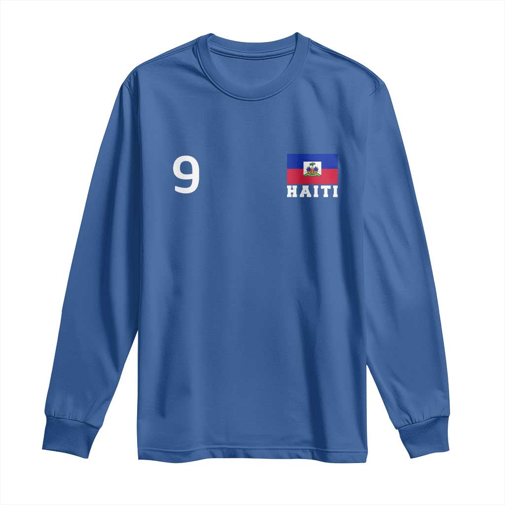 Haiti Soccer Jersey Style Number 9 Graphic Long Sleeve Shirt Haitian Flag Football Sports Fan