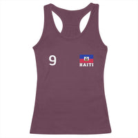 Haiti Soccer Jersey Style Number 9 Graphic Racerback Tank Top Haitian Flag Football Sports Fan