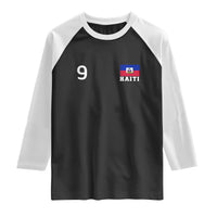Haiti Soccer Jersey Style Number 9 Graphic Raglan Shirt Haitian Flag Football Sports Fan