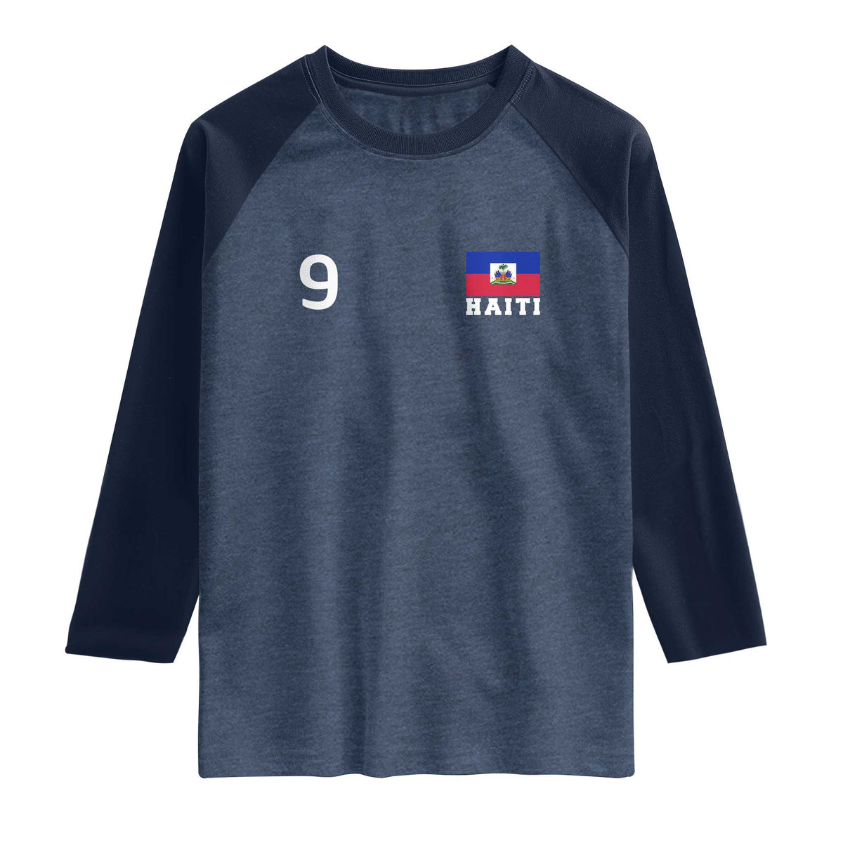 Haiti Soccer Jersey Style Number 9 Graphic Raglan Shirt Haitian Flag Football Sports Fan