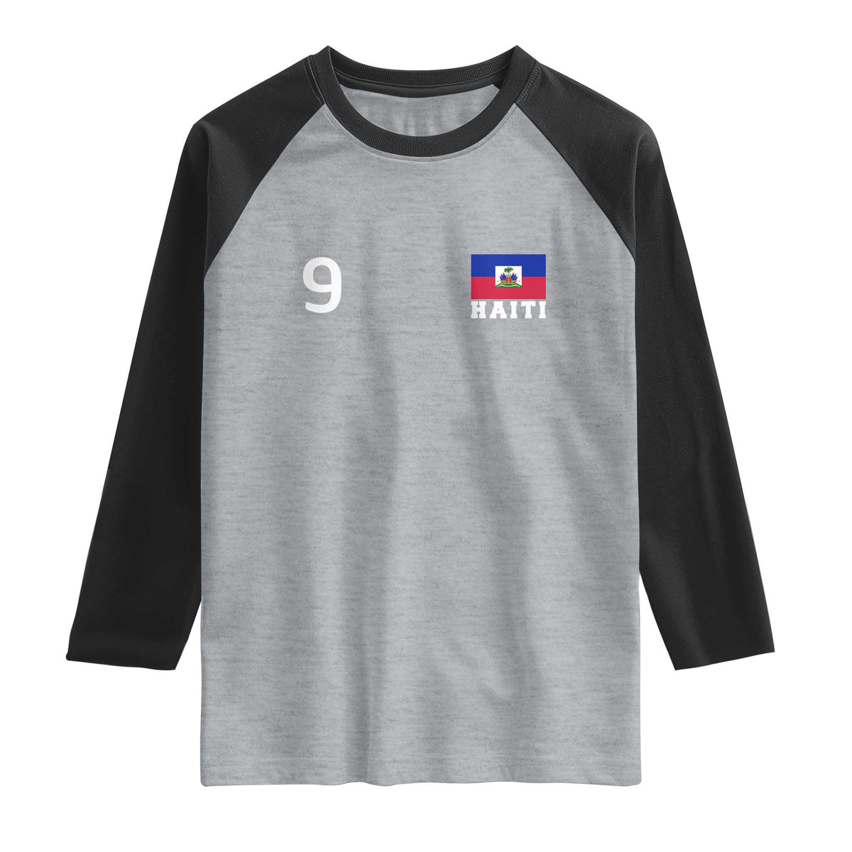 Haiti Soccer Jersey Style Number 9 Graphic Raglan Shirt Haitian Flag Football Sports Fan